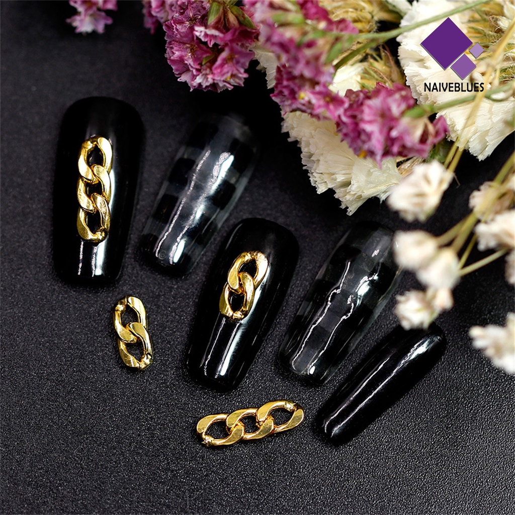 Naiveblue &gt; 10Pcs / Set Hiasan Kuku 3D Bahan Metal Anti Karat Untuk Aksesoris Nail Art / Manicure