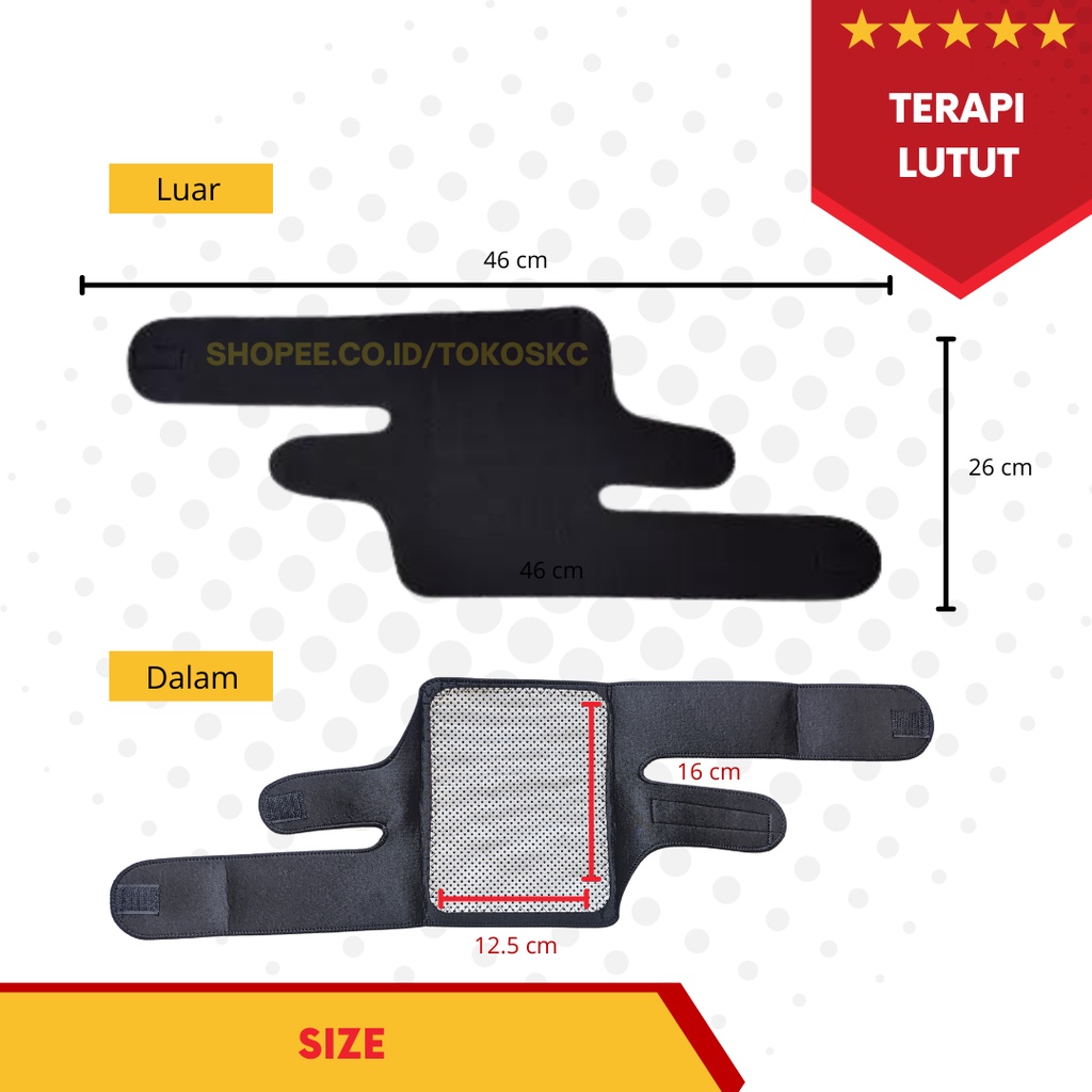 Sabuk Terapi Lutut Deker Lutut Hangat Tourmaline Magnetic Redakan Nyeri