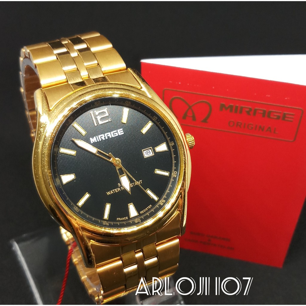 JAM TANGAN MIRAGE PRIA MA 8608 BRP-M GOLD ORIGINAL