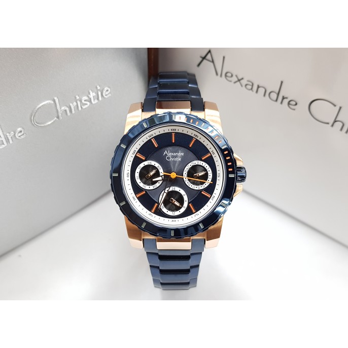Jam Tangan Wanita Alexandre Christie AC 6141 Rosegold Blue Original