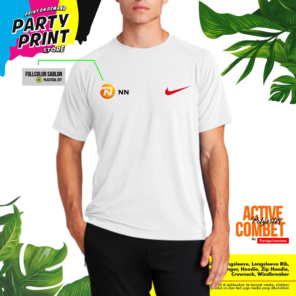 Partyprintstore Sablon Kaos Baju T Shirt Dry Fit Setrika Custom Desain Sendiri Dtf Satuan Nama Strik