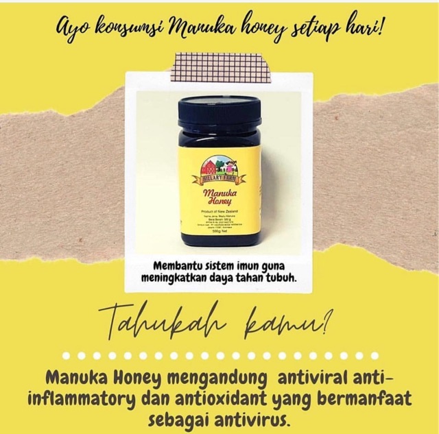 Hillary Farm Manuka Honey (500gr) madu anak daya tahan tubuh