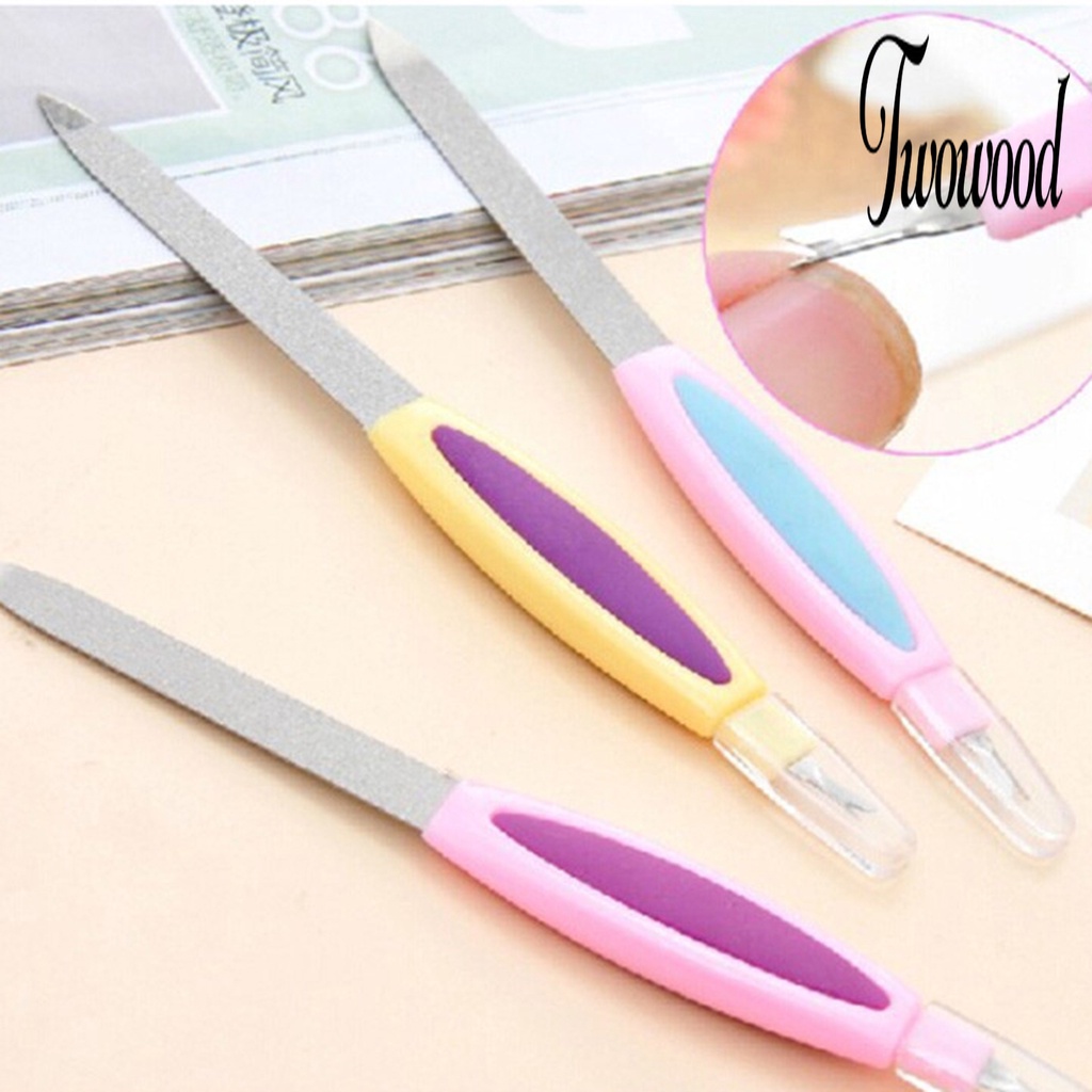 2 in 1 Alat Kikir Kuku Kepala Ganda Multifungsi Bahan Stainless Steel Untuk Salon Manicure