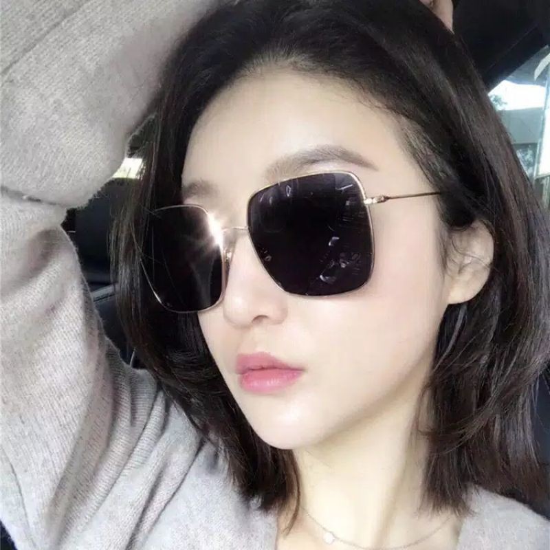 Kacamata Kotak Fashion Gaya Sunglasses Korea Hitam