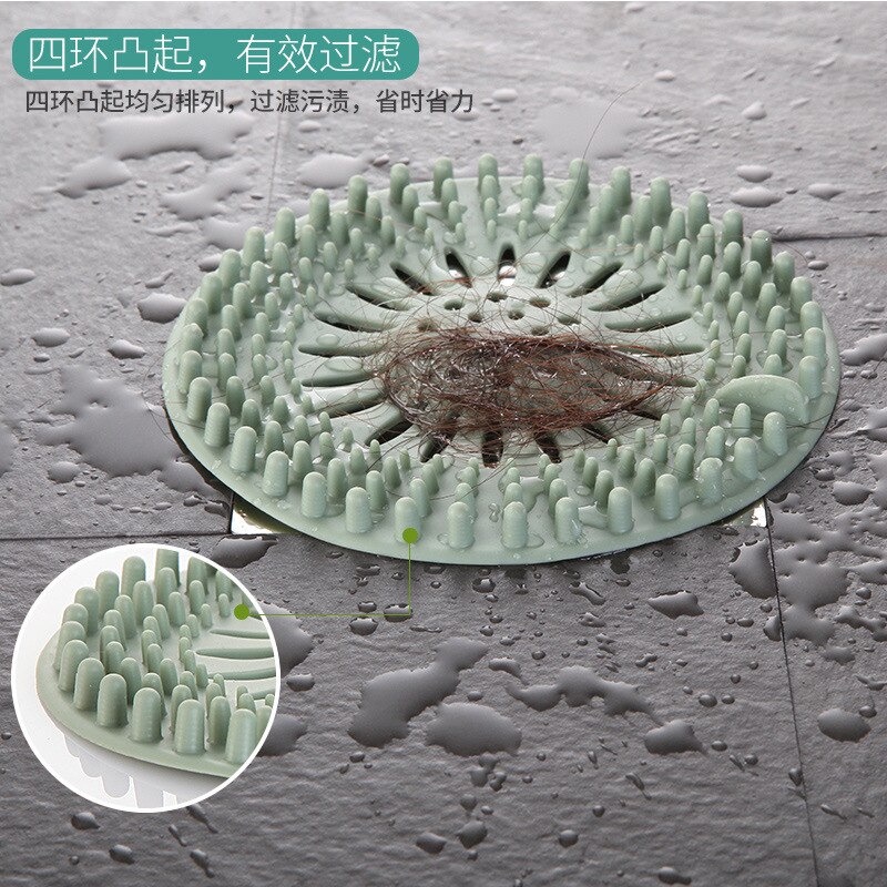 Penutup Lubang Pembuangan Air Silikon Sewer Seal Leak Anti-Blocking Filter Cover - Gray