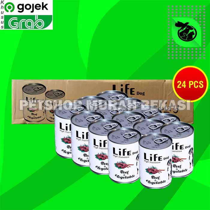 Gosend Life Dog Makanan Anjing Wet Food Kaleng Dus Isi 24 PCS 375 GR