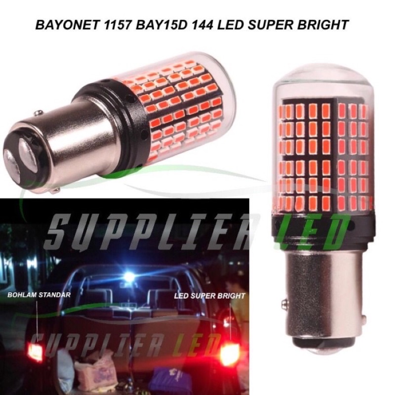 Lampu LED Stoplamp Rem Motor Mobil Bayonet 144 MATA SUPER BRIGHT