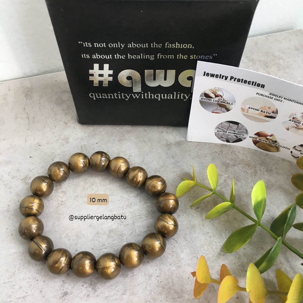 gelang resin bulat bakar cokelat 8mm gelang brown bracelet bonus kotak