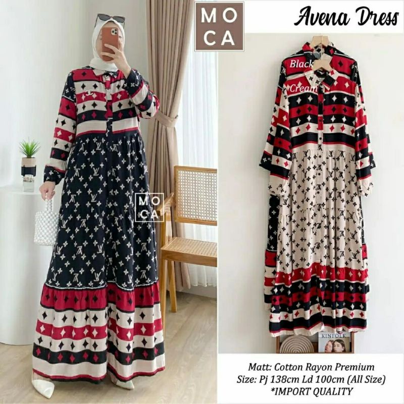 Avena Dress, GAMIS KATUN RAYON CANTIK FIT XL LD 100 BAHAN KATUN RAYON PREMIUM TERMURAH MODIS KEKINIAN OOTD