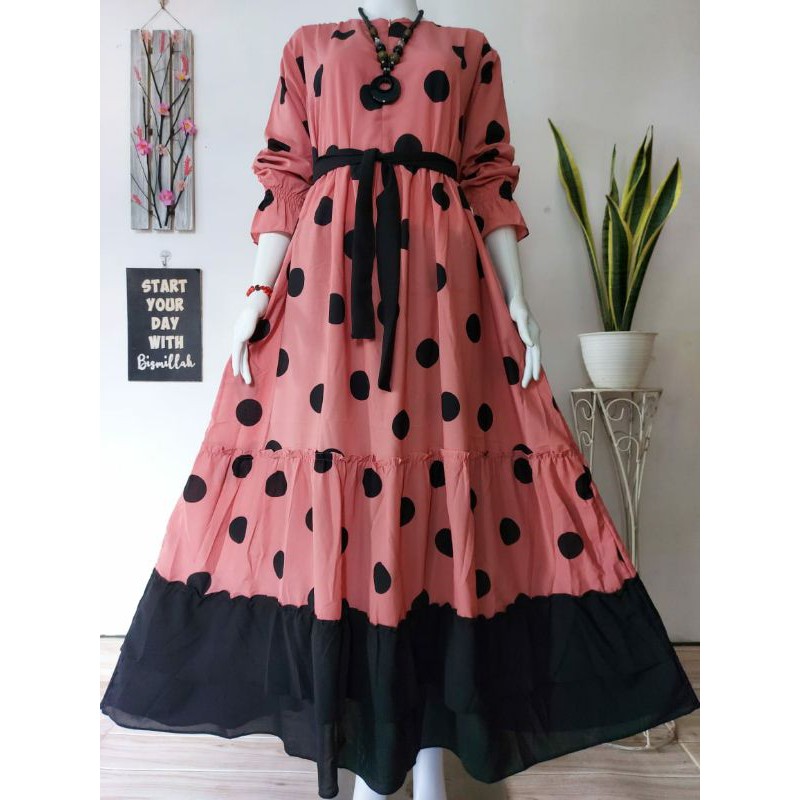 Gamis Monalisa rempel  Ceruty/Monalisa polkadot