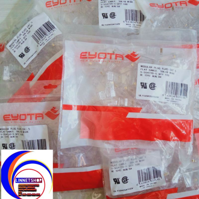 Eyota Konektor RJ45 Cat5 isi 100 pcs