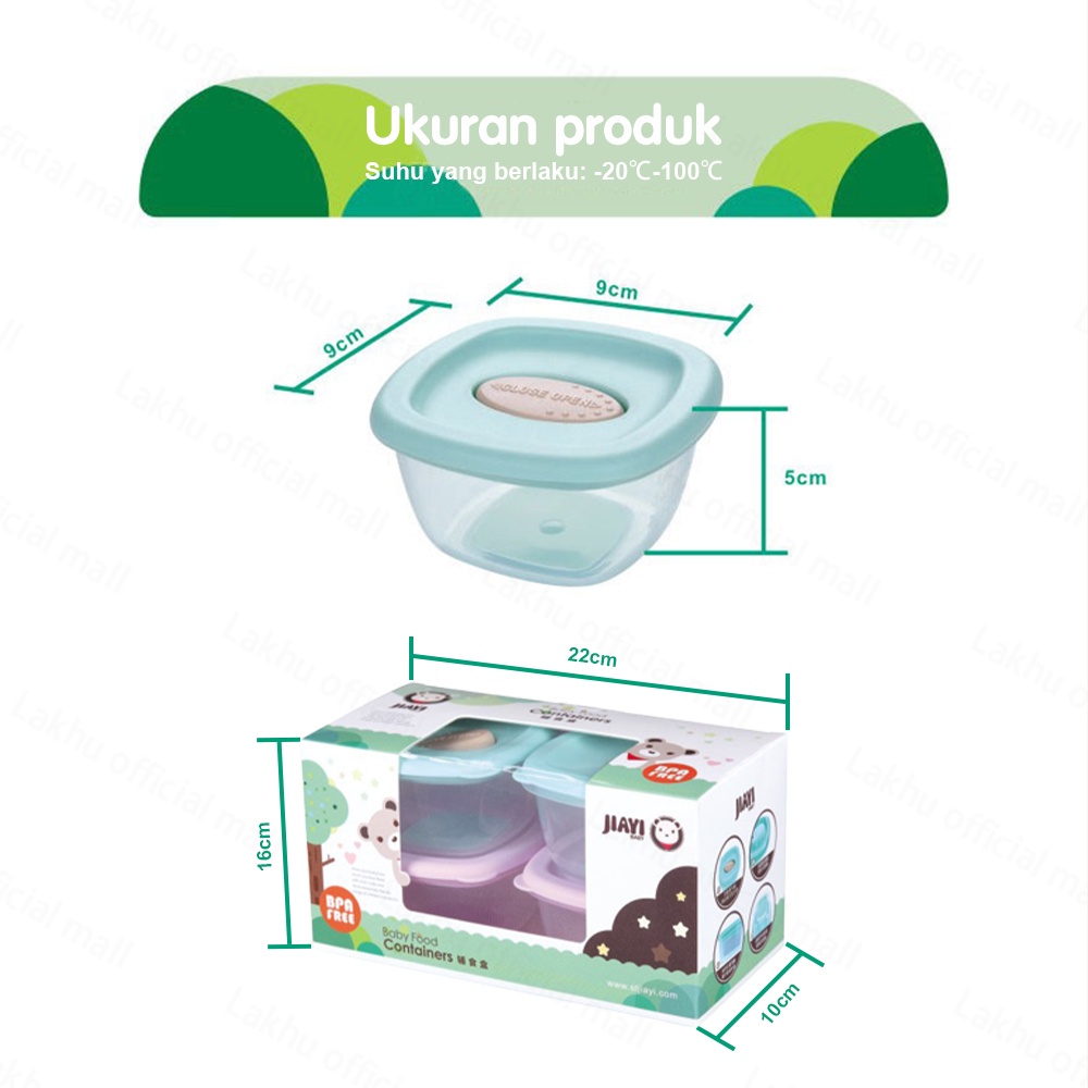 Lakhu 4pcs Baby food container mpasi peralatan makan bayi set/Wadah Mpasi Bayi BPA free