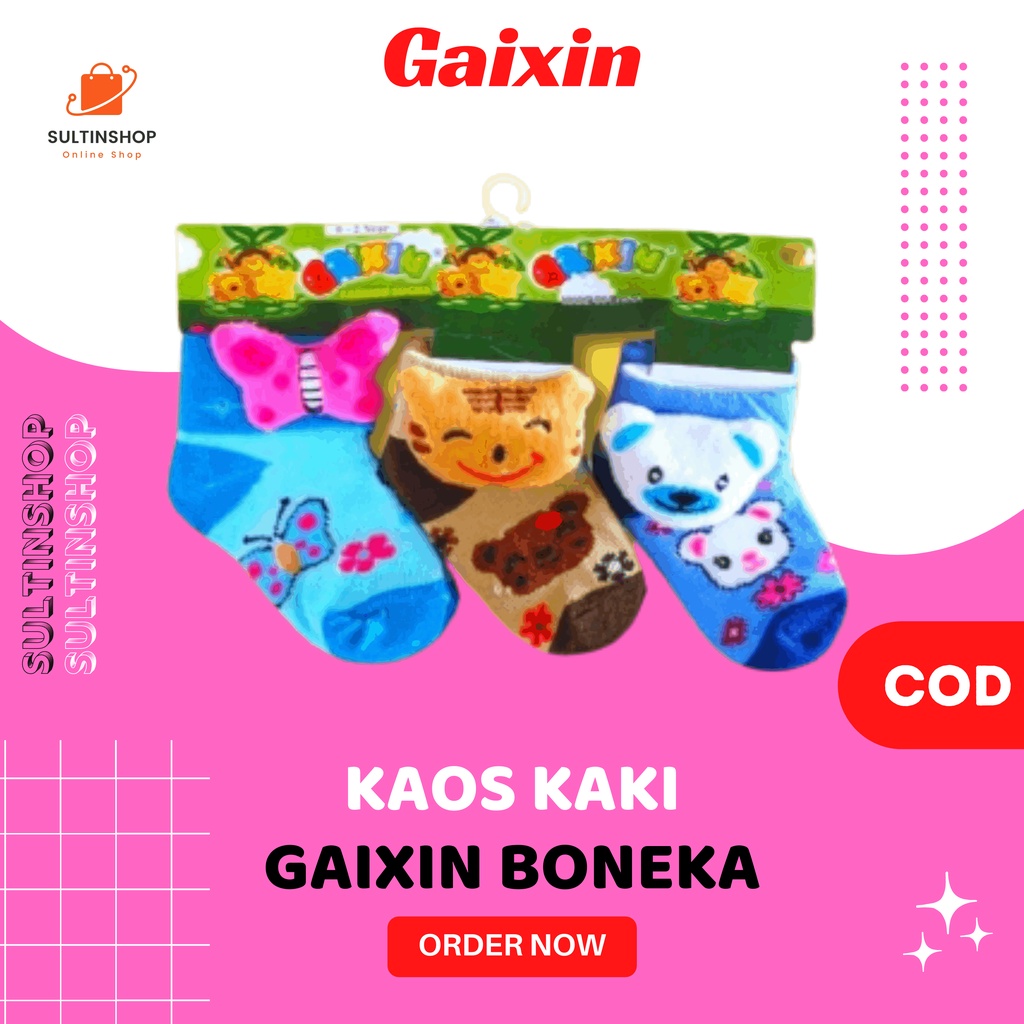 Kaos Kaki Anak Bayi Gaixin Perempuan Laki-Laki Boneka 3D Kaos Kaki Bayi Newborn Cewek Cowok Motif Wa