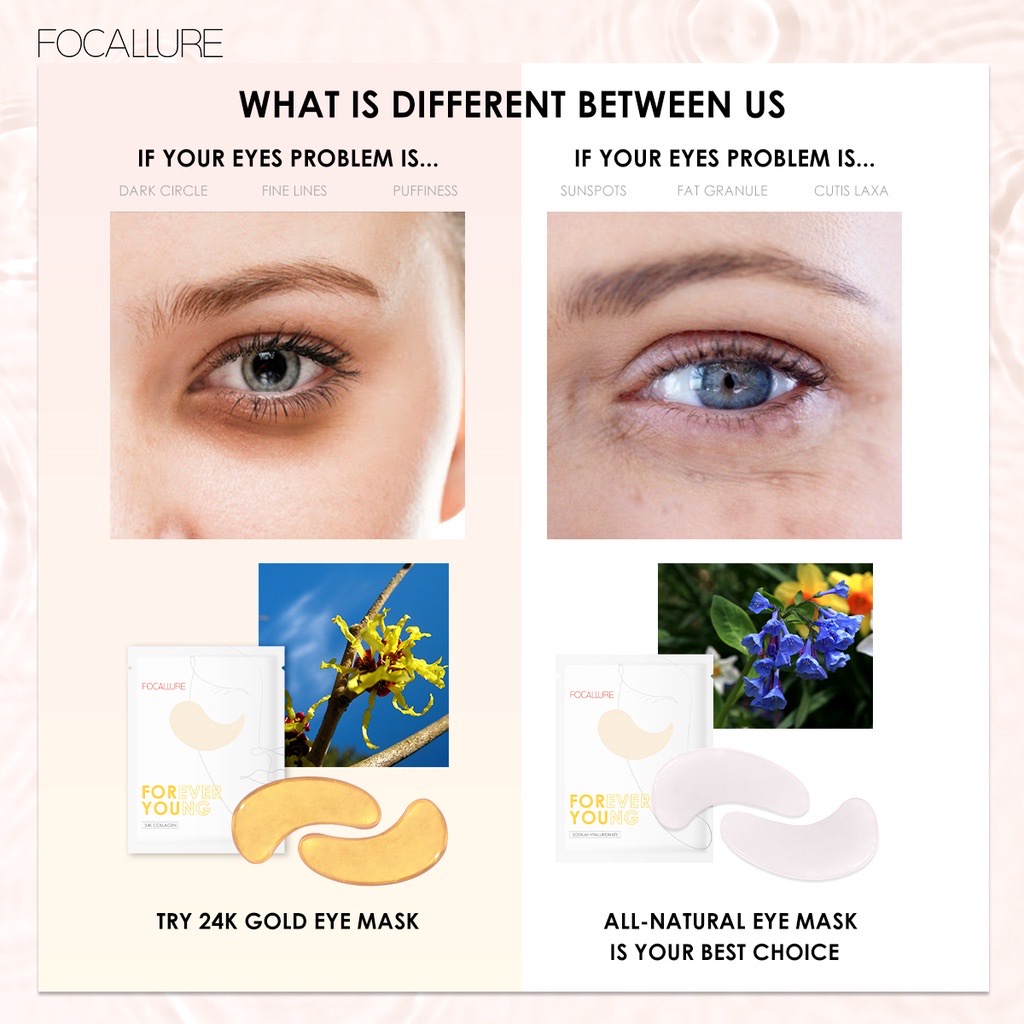 FOCALLURE Vitamin E Cherry Lip Mask &amp; Wrinkles and Dark Circles Remover Eye Mask - Skin Care Focallure Masker Bibir Focallure Masker Mata Focallure