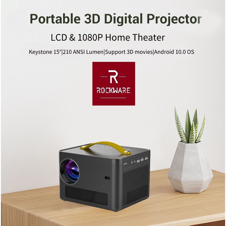 GT ONE GT1 - Smart Android Projector 210 ANSI Lumens - Alternatif EZZRALE EZR2 - Proyektor Android Full HD 1080P - Support Wireless Display