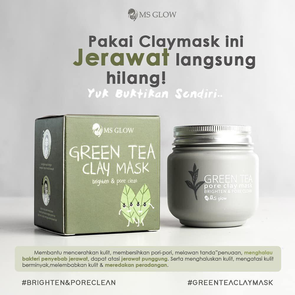 MS GLOW CLAY MASK/ MASKER CHARCOAL &amp; GREEN TEA By MS GLOW