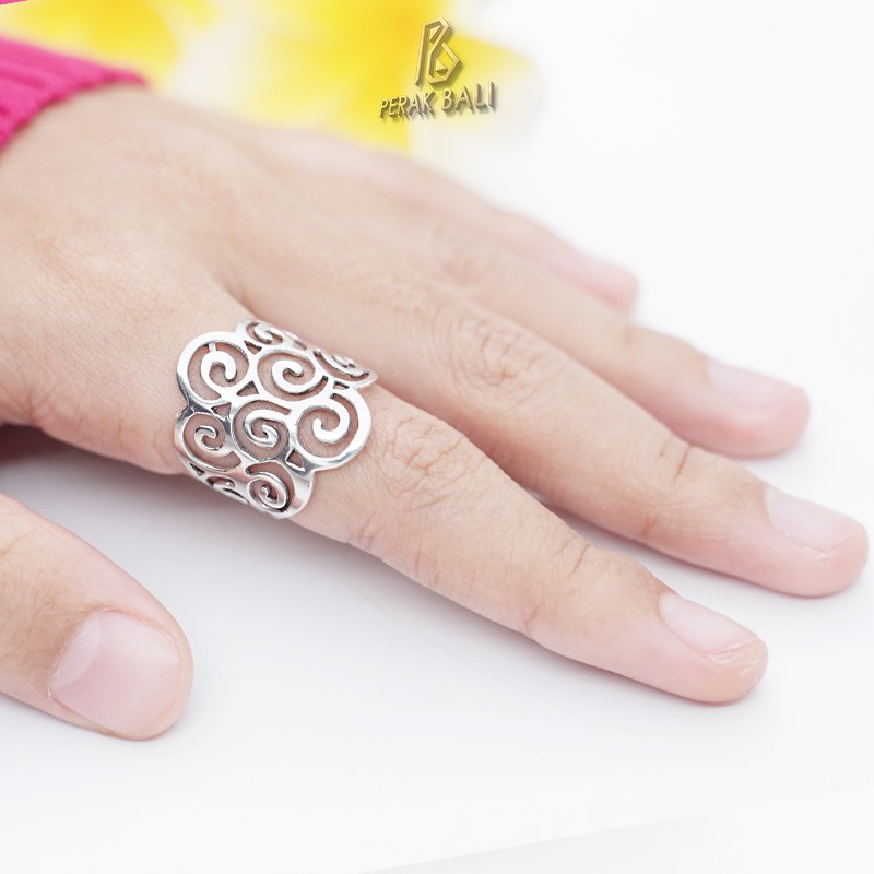 Cincin 925 Asli Perak Wanita Bali Silver Lebar Punggel
