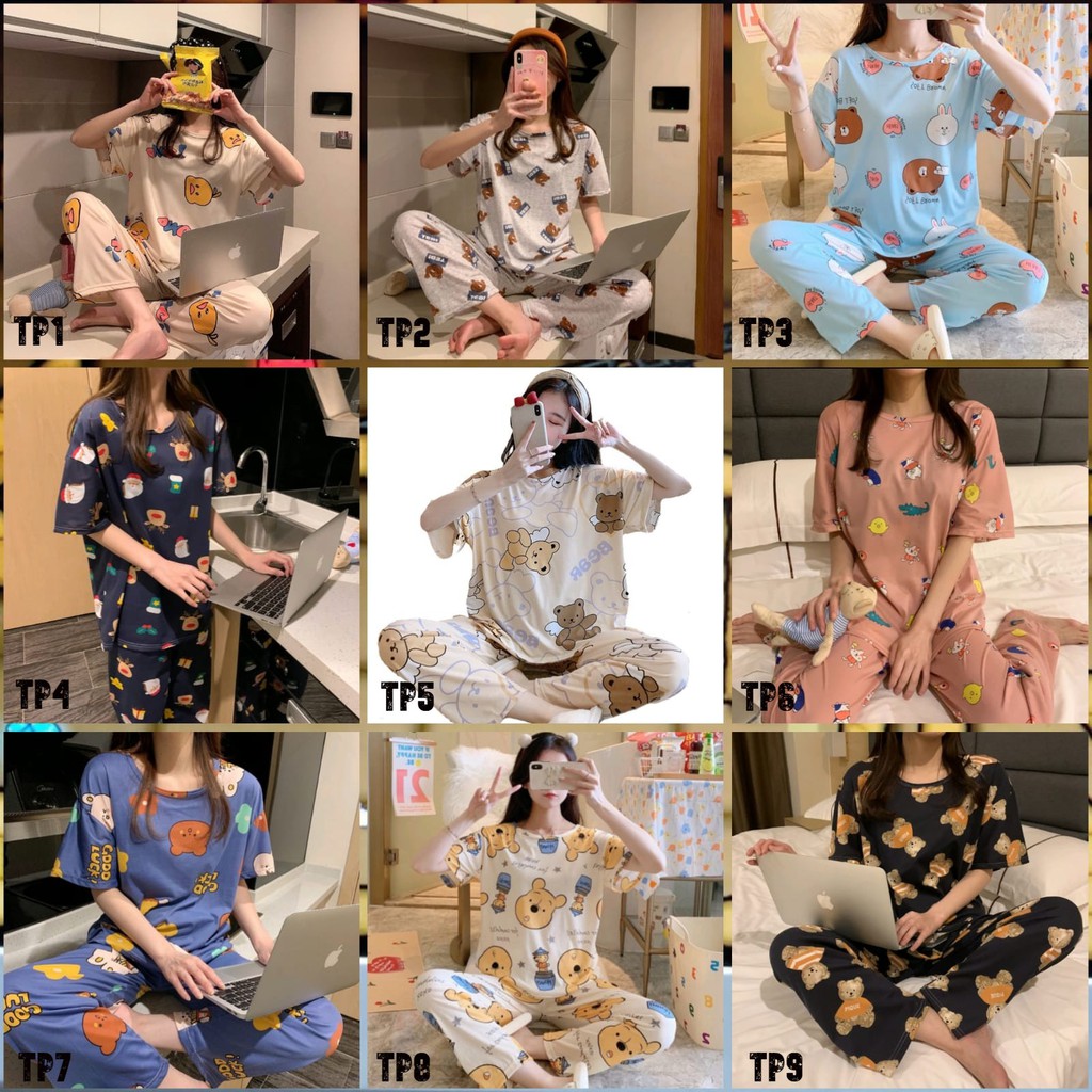 Setelan Baju Tidur Piyama Wanita Pakaian Santai Wanita Import Lengan Panjang