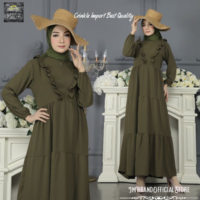 Gamis Muslim Bahan Crinkle Terbaru Baju Gamis Remaja Dress Fashion Korean Style