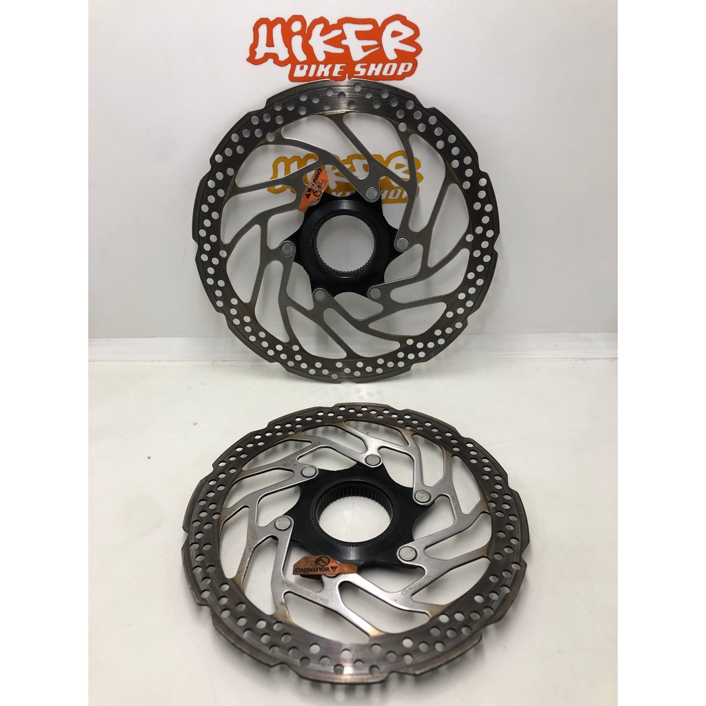 Sepasang Rotor MTB Seli Sepeda Lipat Disc Brake Shimano RT30 S M 180mm Ice Tech Centre Lock Bekas