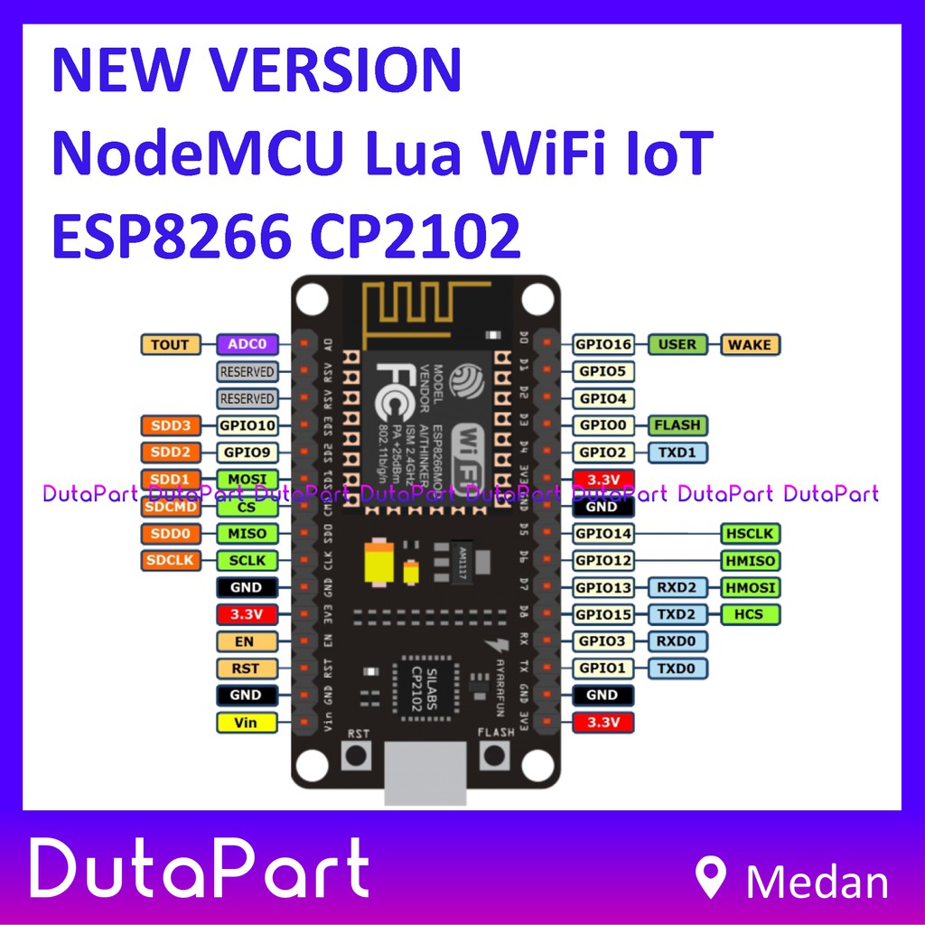 New Version NodeMCU Amica Lua WiFi IoT ESP8266 CP2102 Arduino Board