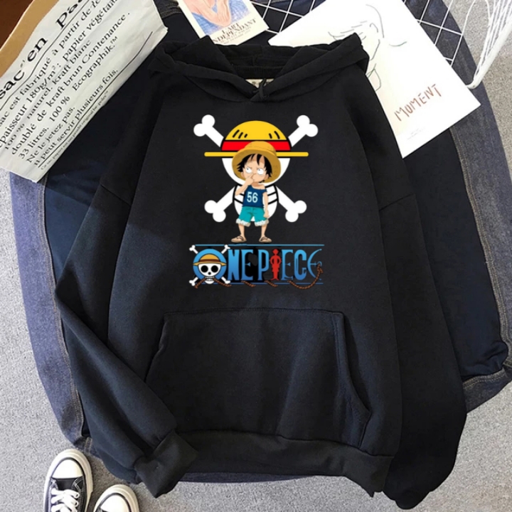 Hoodie Jumper Dewasa Anime One Piece Luffy Kecil Berkaos 56 Print DTF standar Distro