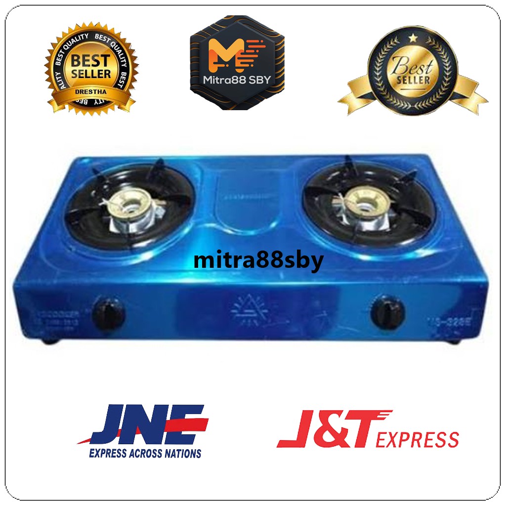 Mitra88sby Kompor 2 Tungku Stainless Steel Gas LPG MS-328E