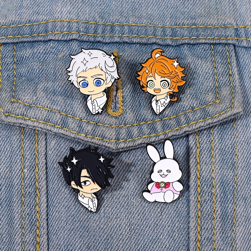 Baru Yang Dijanjikan Neverland Enamel Kerah Pin Anime Emma Norman Alloy Bros Lencana Pin Kartun Perhiasan Hadiah