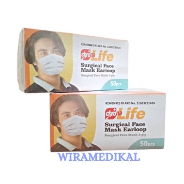 Masker 3ply Earloop Medis Non Medis Disposable Face Mask Chrona life