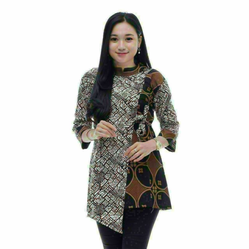 Batik wanita ASJ SA HRB026 Kenongo Kemeja Tosca Pendek - Batik wanita seragaman Kantor terlaris....-Model 3