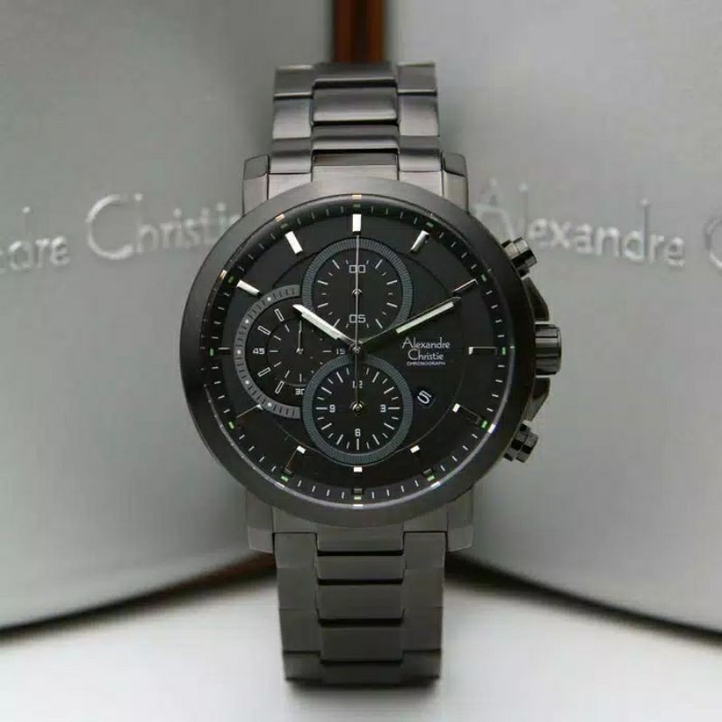 jam tangan alexandre christie ac6563 rantai cowok/pria original