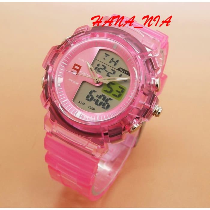 Jam Tangan Sport Cewek Dual Time Fortuner Original - Waterresist