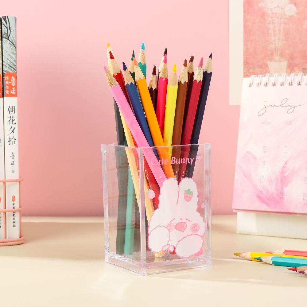 R-flower Pen Holder Organizer Meja Brush Kosmetik Persegi Kartun