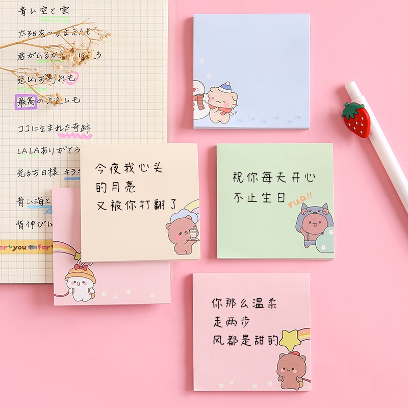 100 Lembar Memo Paper Bentuk Kartun Pasangan Lucu