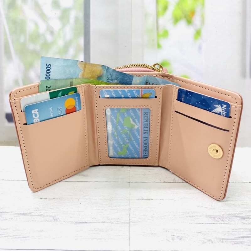 DOMPET WANITA LIPAT RESLETING IMPORT BORDIR KOREA DOMPET KECIL WANITA FOREVER YOUNG LIPAT 3 KOIN