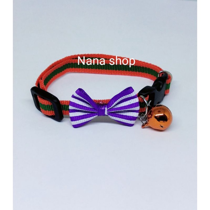 Kalung kucing motif pita salur kalung anjing dog cat dengan lonceng pet collor