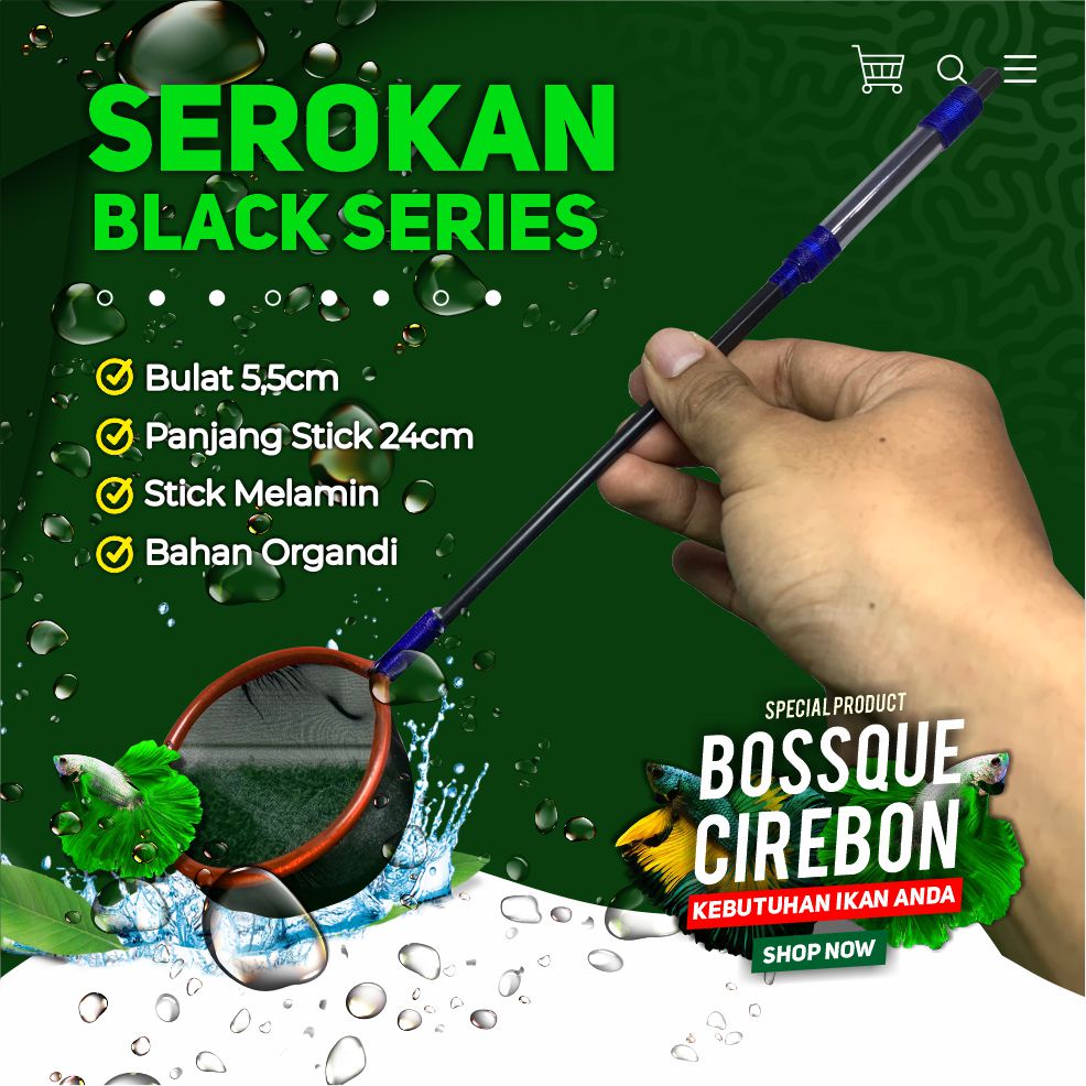 Serokan Ikan Cupang Melamin Mental Stick Black Series Seser Saringan Sauk Kutir Encu Cangkang Artemi