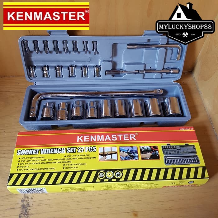 Kenmaster Socket Wrench Set 27pcs Kunci Sok 27 Sockets