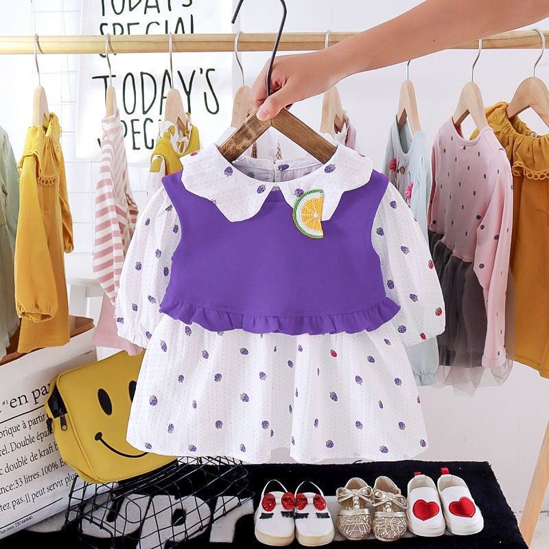 BARU! LIA024 - 2in1 Dress Korea Bayi 0-2 tahun Perempuan Fashion Terlaris Baju Pesta Pergi Jalan