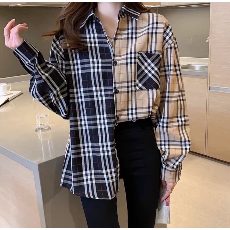 Cl96 Kemeja Hem Wanita Cewek Lengan Panjang Polos Atasan Pendek T Fu657 Afi - Ec - Thalia Basic Flan