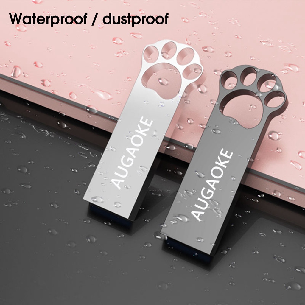 Usb 3.0 Flash Drive Transfer Data Bentuk Cakar Kucing Bahan Metal Untuk AUGAOKE 8 / 16 / 32 / 64 / 128GB