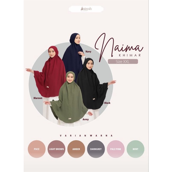 Khimar Naima dan nayla by Aisyah hijab | bahan crinkle airflow | khimar syari