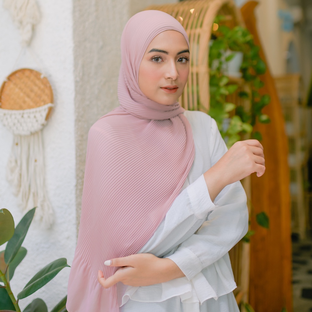 Lozy Hijab - Bawal Pleats Shawl ( Pashmina Plisket )-Soft Pink
