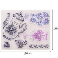 Clear Stamp (Stempel Transparan/Bening) - Flower Design on Tea Pot