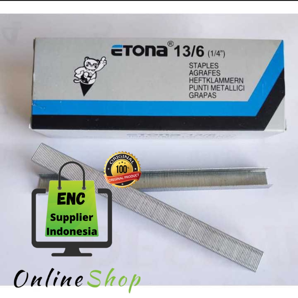 

etona 1 box isi staples tembak 13/6 1/4" refill stapler gun tacker 1/4 inch per pak kecil - enc.sup