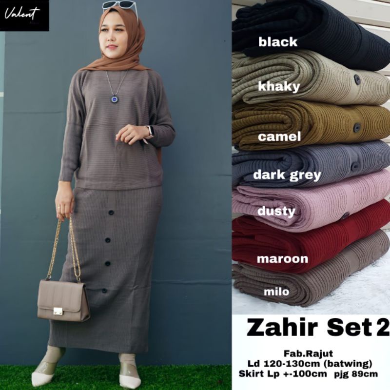 ZAHIR SET 2 BY VALENT SETELAN WANITA BATWING SKIRT RAJUT JUMBO POLOS RAJUT HQ LD 130 CM FIT XXXL HIG
