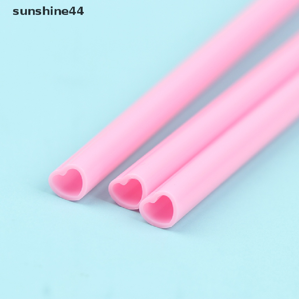 Sunshine 25Pcs Sedotan Plastik Bentuk Hati Warna Pink