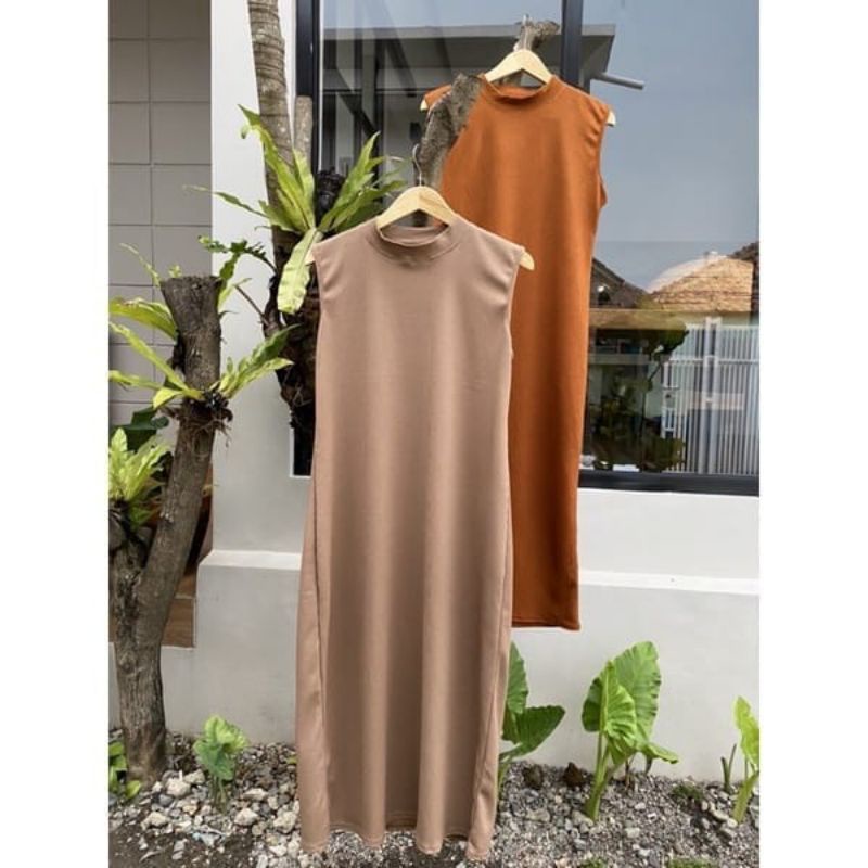 (BAHAN KNIT)INER DRESS KNIT/longdress KNIT premium/iner dres tanpa lengan