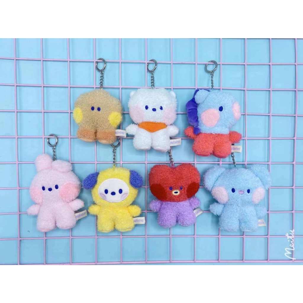 7pcs / set Gantungan Kunci Boneka Plush Minini BT21 12cm Untuk Dekorasi Tas