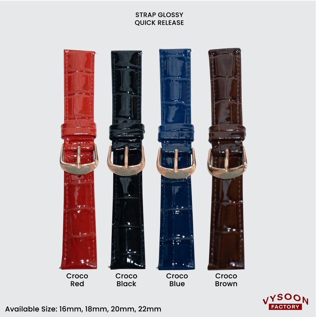 Strap Leather Watch / Tali Kulit Jam Tangan Glossy 16mm 18mm 20mm 22mm